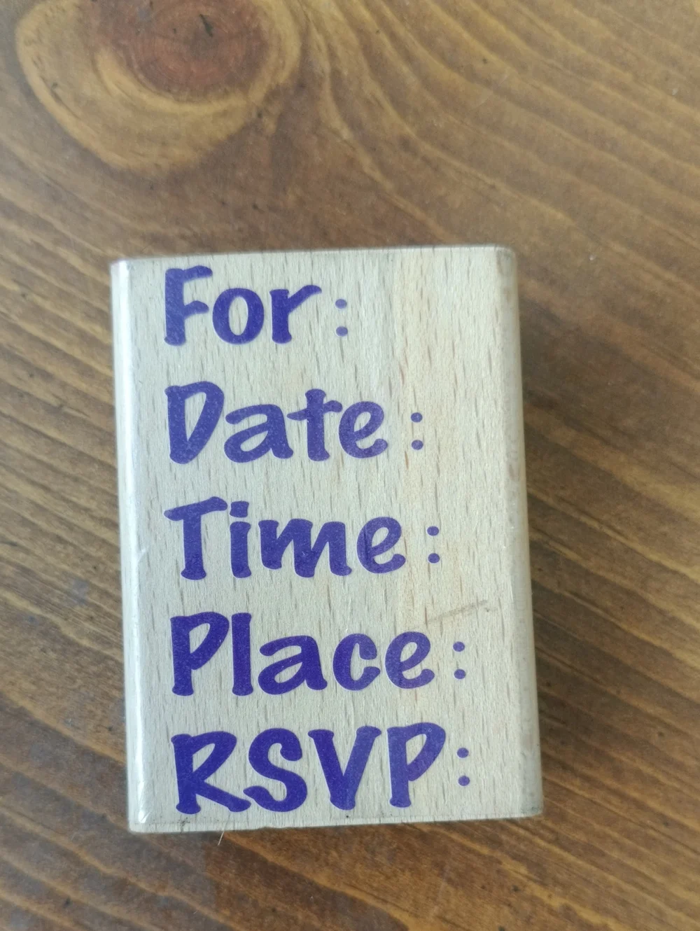 Purple RSVP Wooden Stamp for Invitations - Home Party Supplies